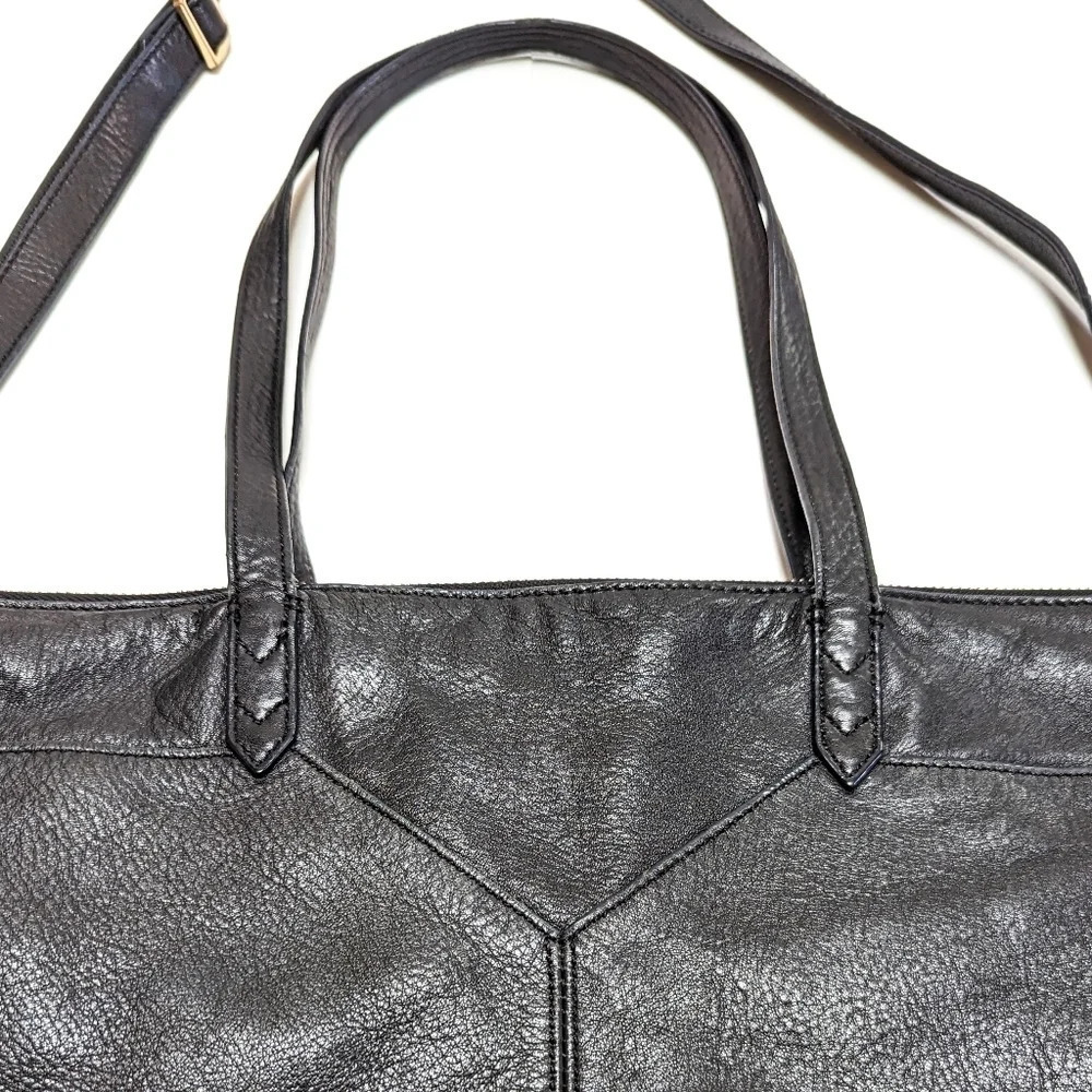 Stella & Dot Black Leather Covet Kensington Tote Bag with Gold Hardware Large - Picture 6 of 8